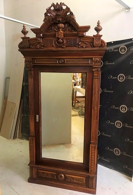 Реставрация антикварного шкафа с зеркалом в Элит-Винтаж - После